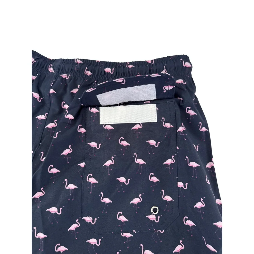 Bermies Mens Original Cut Swim Trunks Navy Pink Flamingo FLAMINGO2.0-L Large NEW